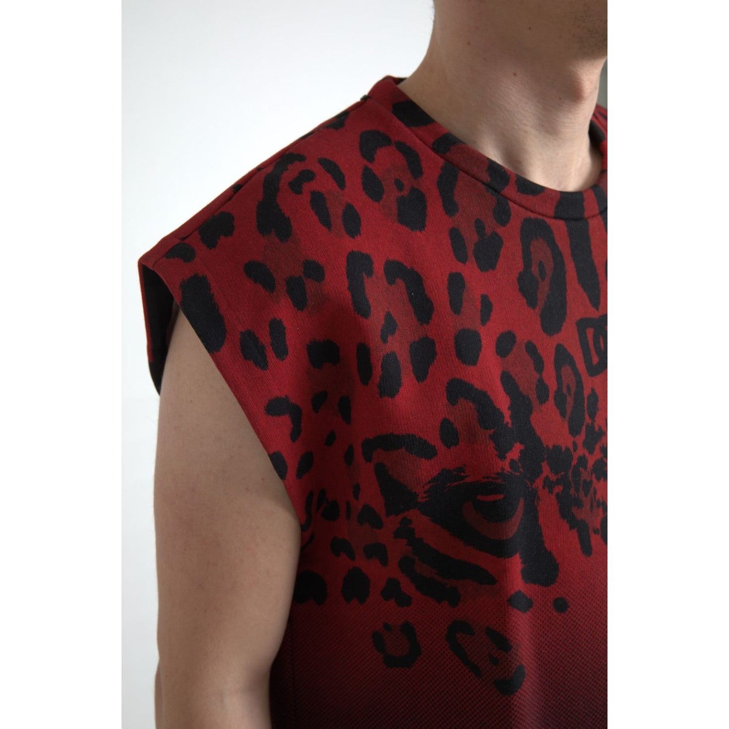 Dolce & Gabbana Red Leopard Print Cotton Tank Top Dolce & Gabbana Dark Slate Gray