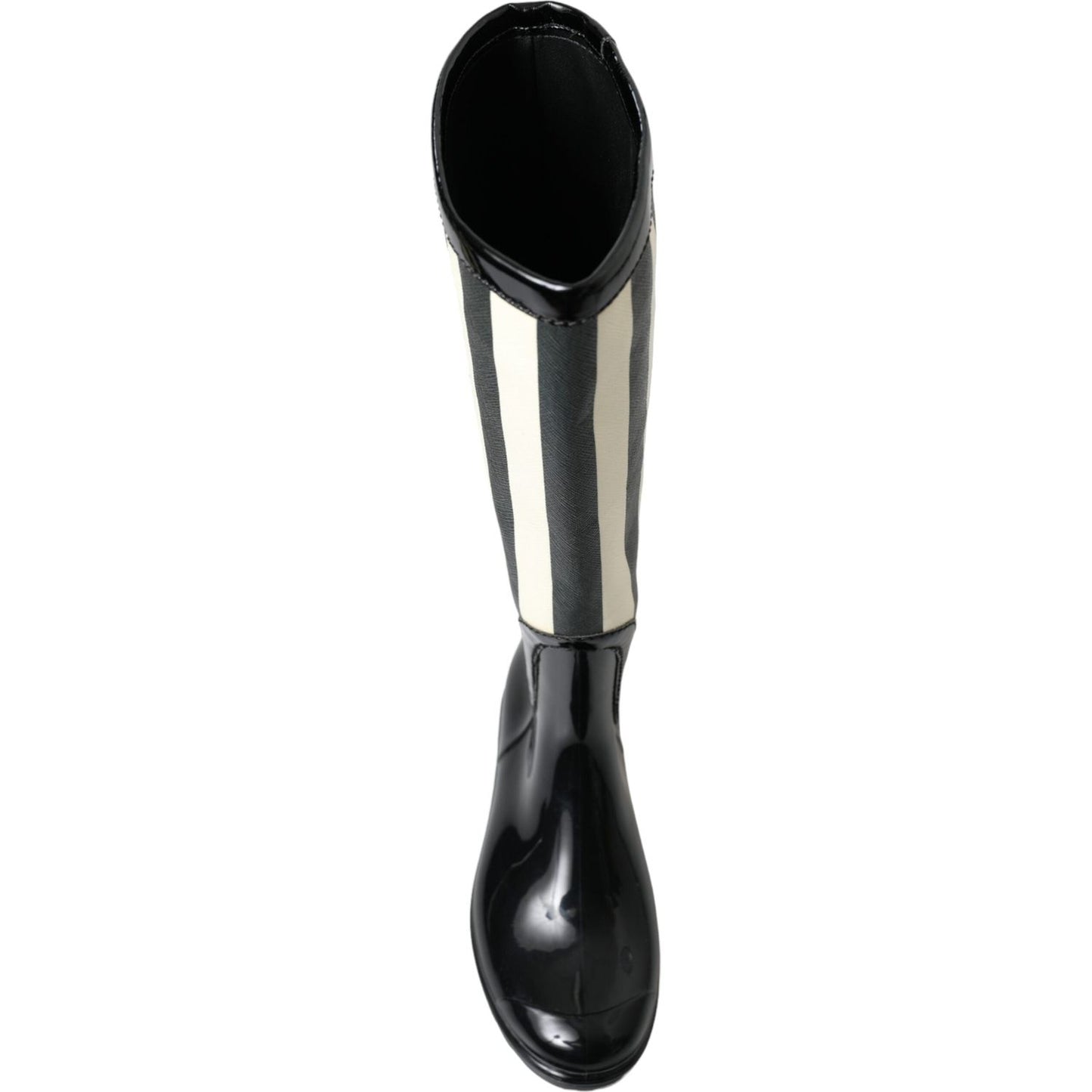 Dolce & Gabbana Black and White Striped Knee High Boots Dolce & Gabbana Black