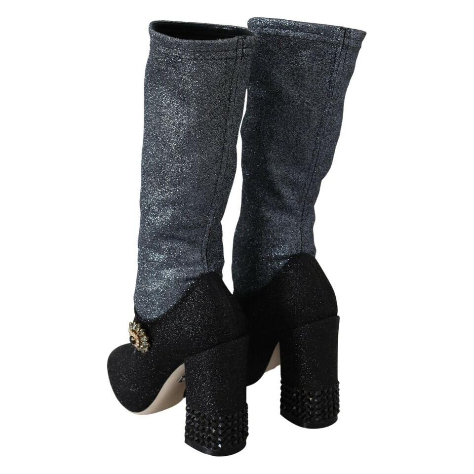 Dolce & Gabbana Glamorous Crystal-Embellished Booties Dolce & Gabbana Dark Slate Gray