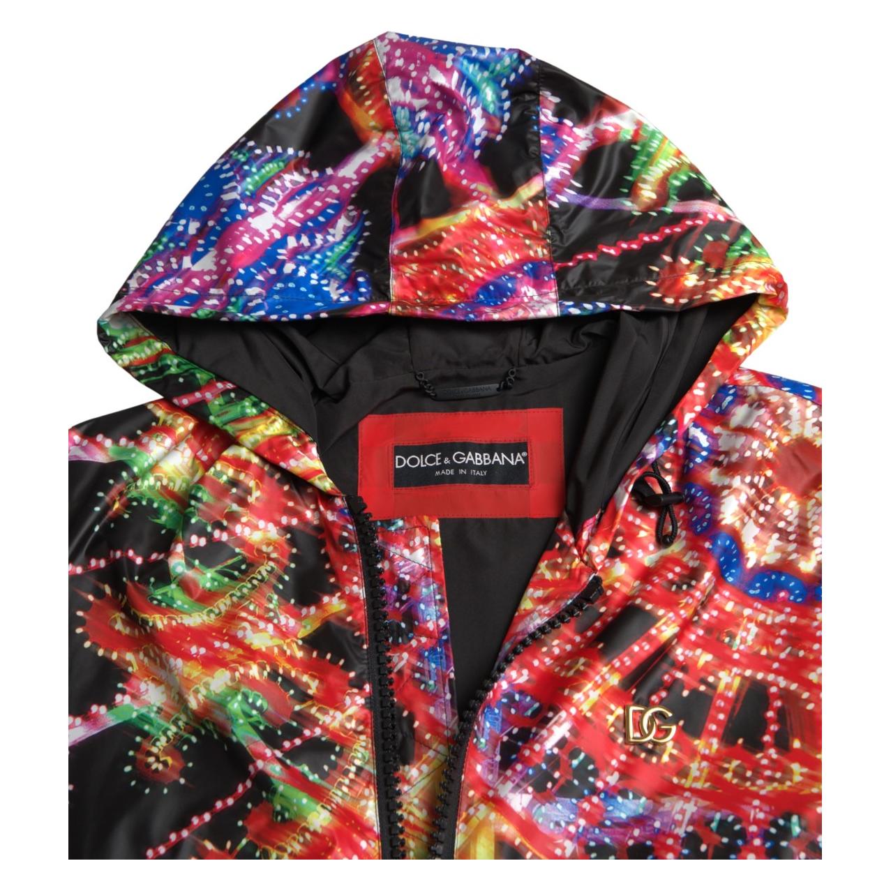 Dolce & Gabbana Multicolor Full Zip Hooded Sweater Dolce & Gabbana Light Coral