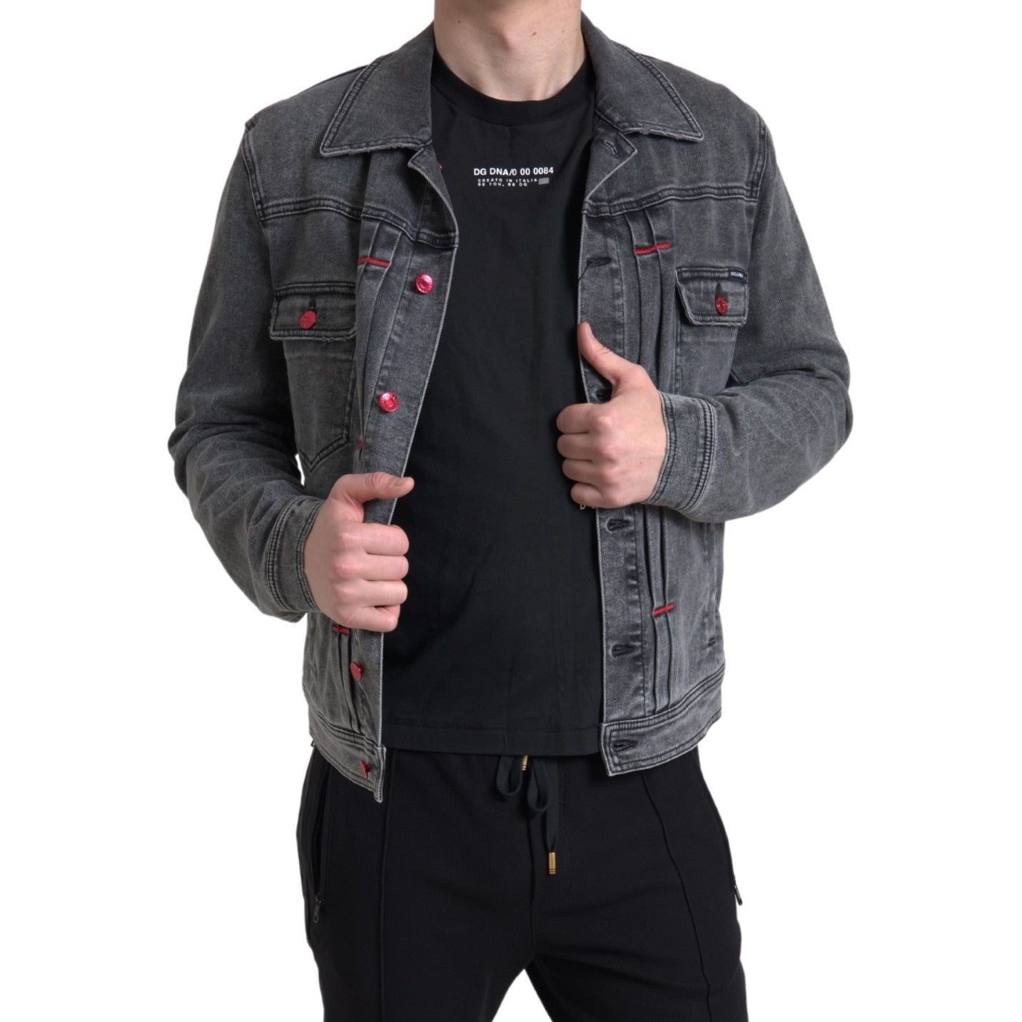 Dolce & Gabbana Elegant Gray Stretch Denim Jacket Dolce & Gabbana Dark Slate Gray
