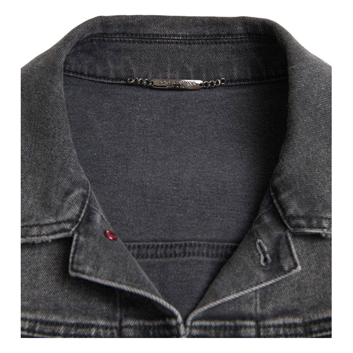 Dolce & Gabbana Elegant Gray Stretch Denim Jacket Dolce & Gabbana Dark Slate Gray