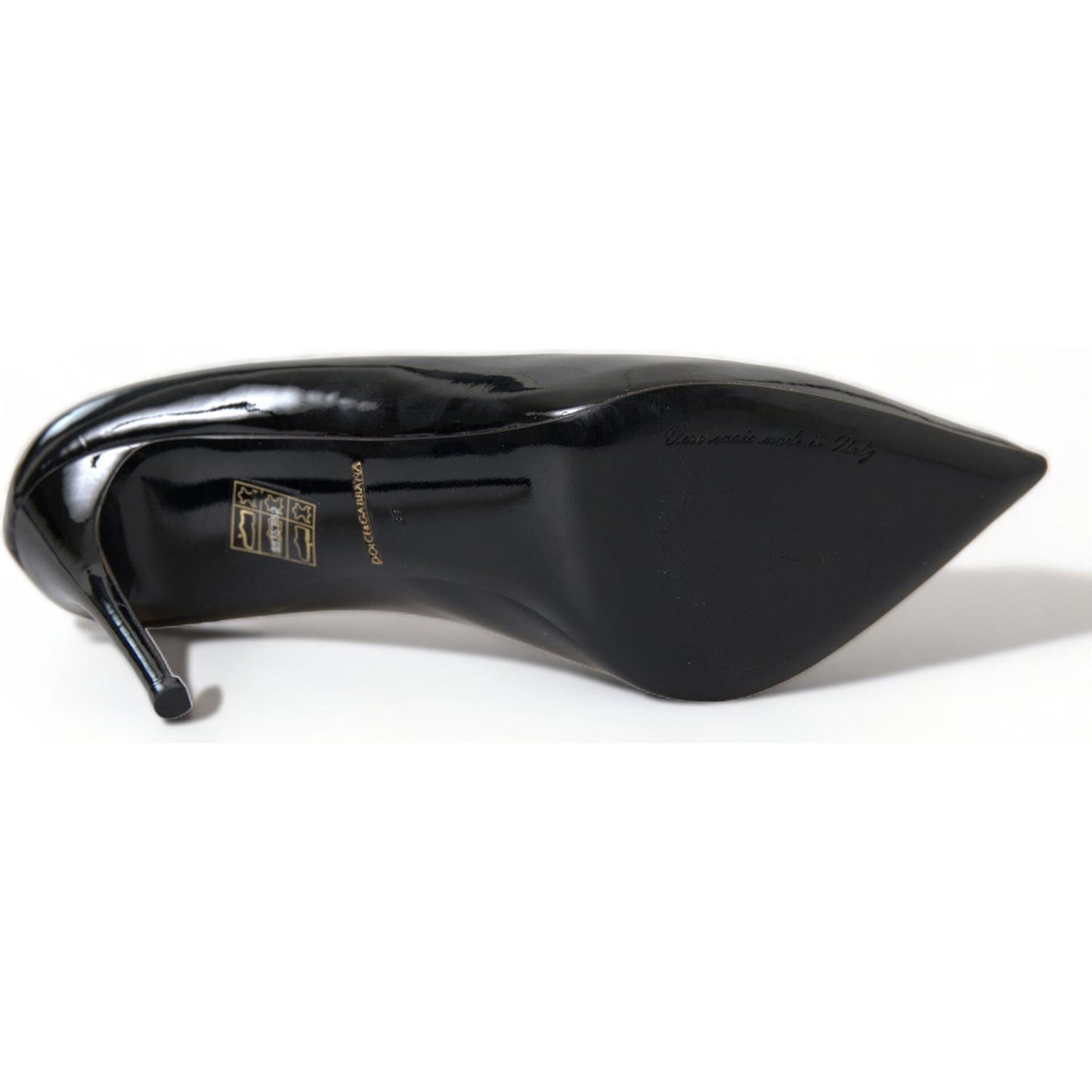 Dolce & Gabbana Elegant Black Patent Stiletto Heels Dolce & Gabbana Light Gray