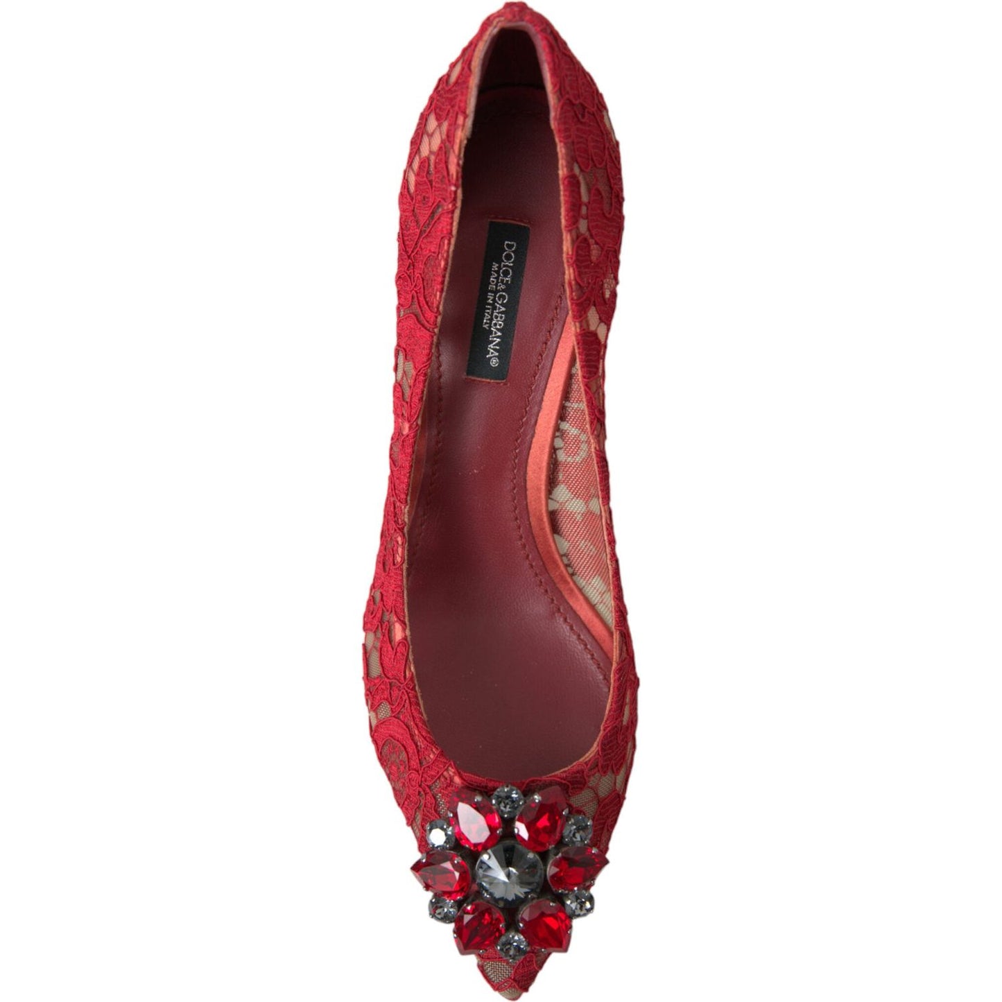 Dolce & Gabbana Radiant Red Lace Heels with Crystals Dolce & Gabbana Saddle Brown