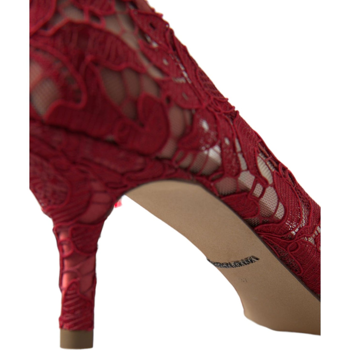 Dolce & Gabbana Radiant Red Lace Heels with Crystals Dolce & Gabbana Saddle Brown