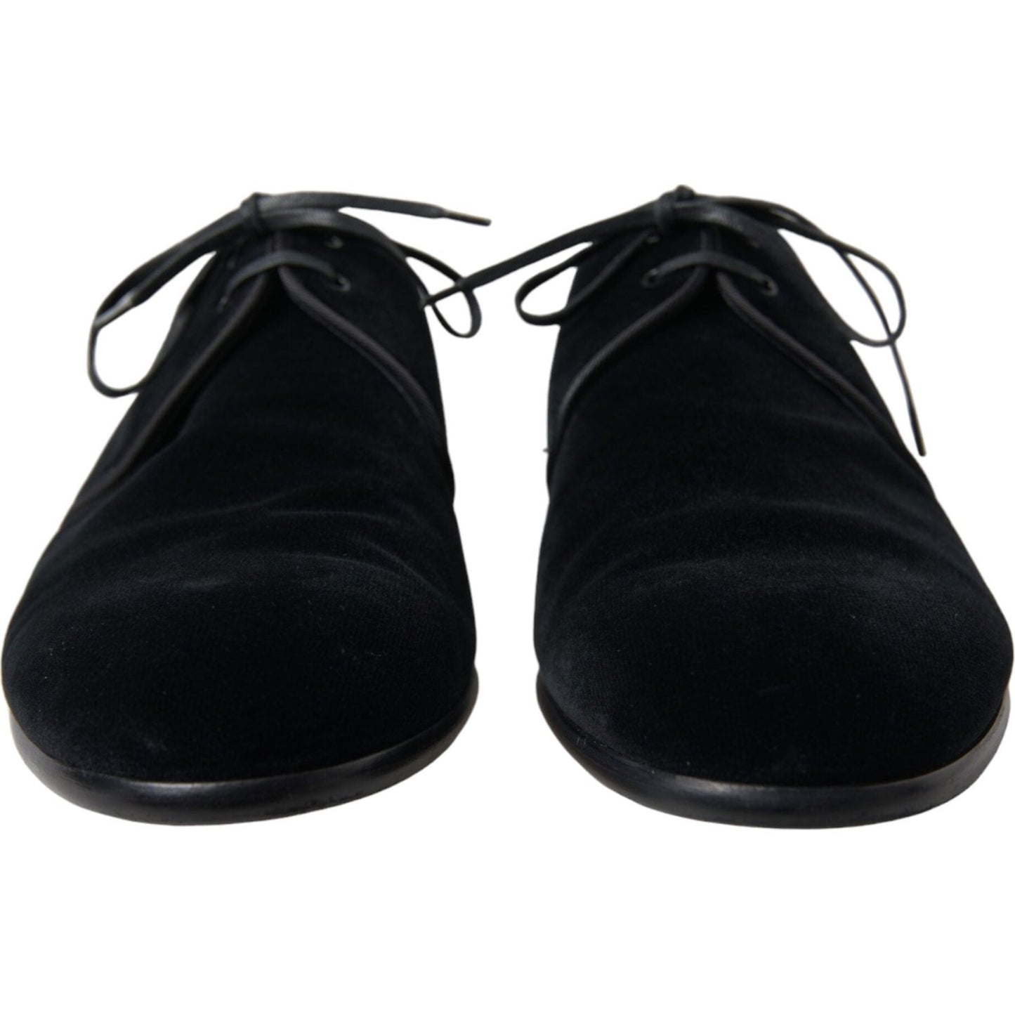 Dolce & Gabbana Elegant Black Velvet Derby Dress Shoes Dolce & Gabbana Black