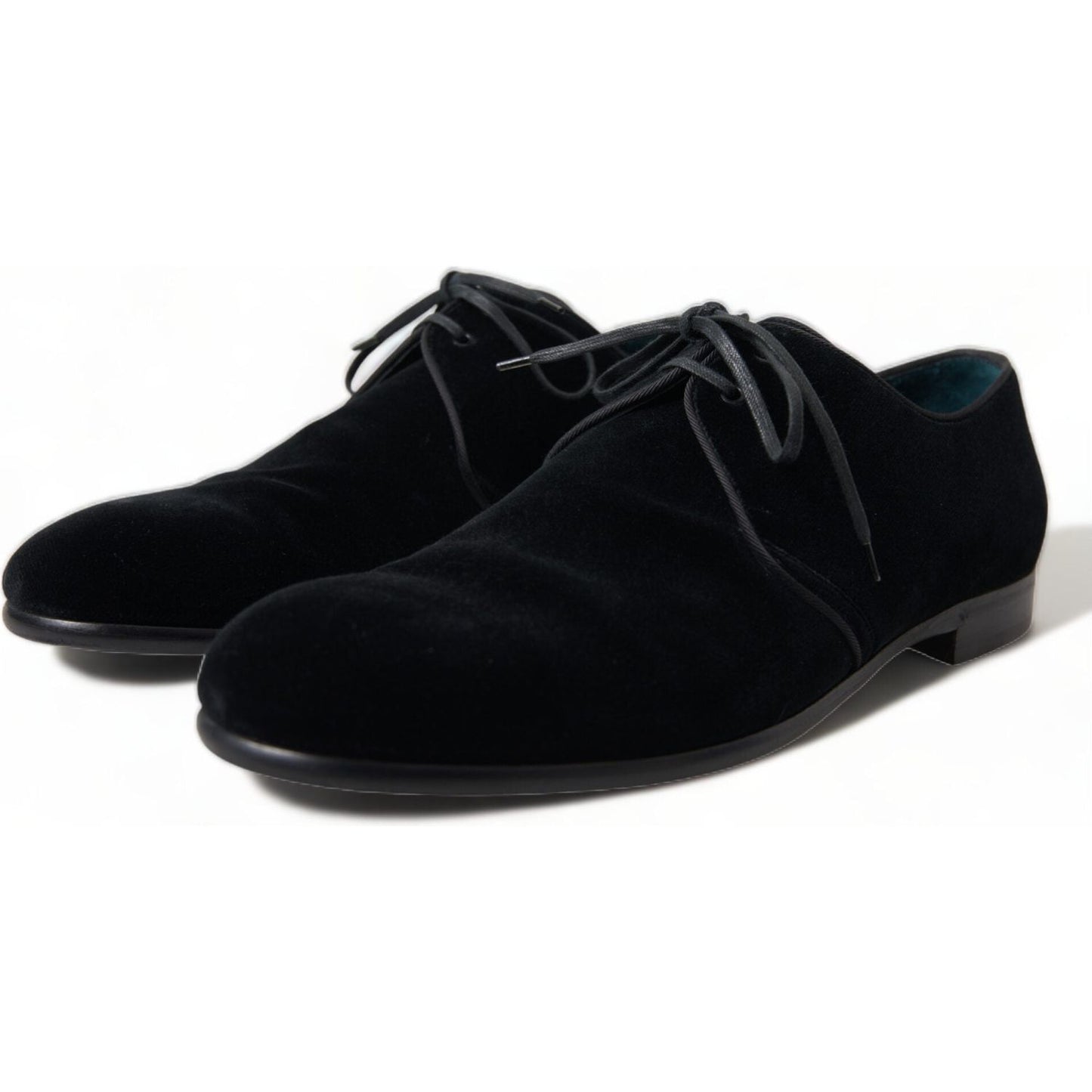 Dolce & Gabbana Elegant Black Velvet Derby Dress Shoes Dolce & Gabbana Black