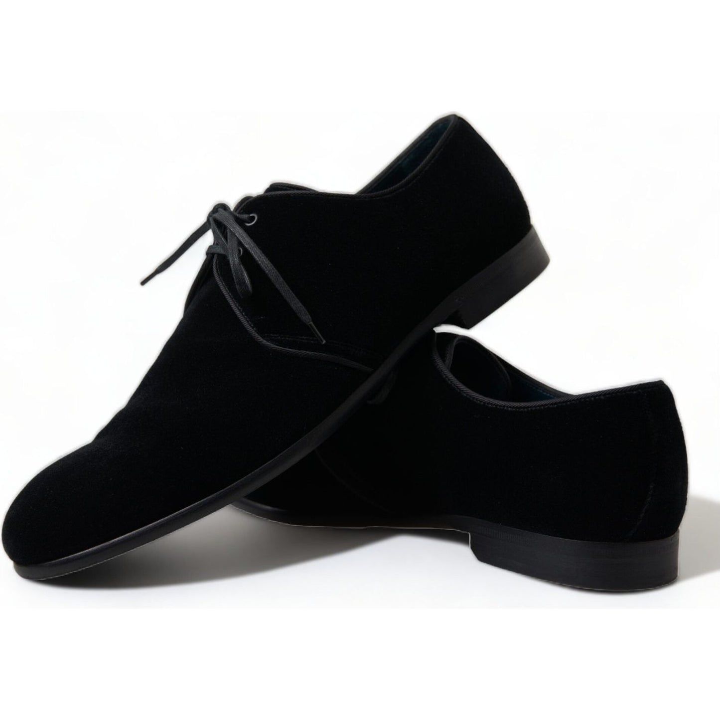 Dolce & Gabbana Elegant Black Velvet Derby Dress Shoes Dolce & Gabbana Lavender