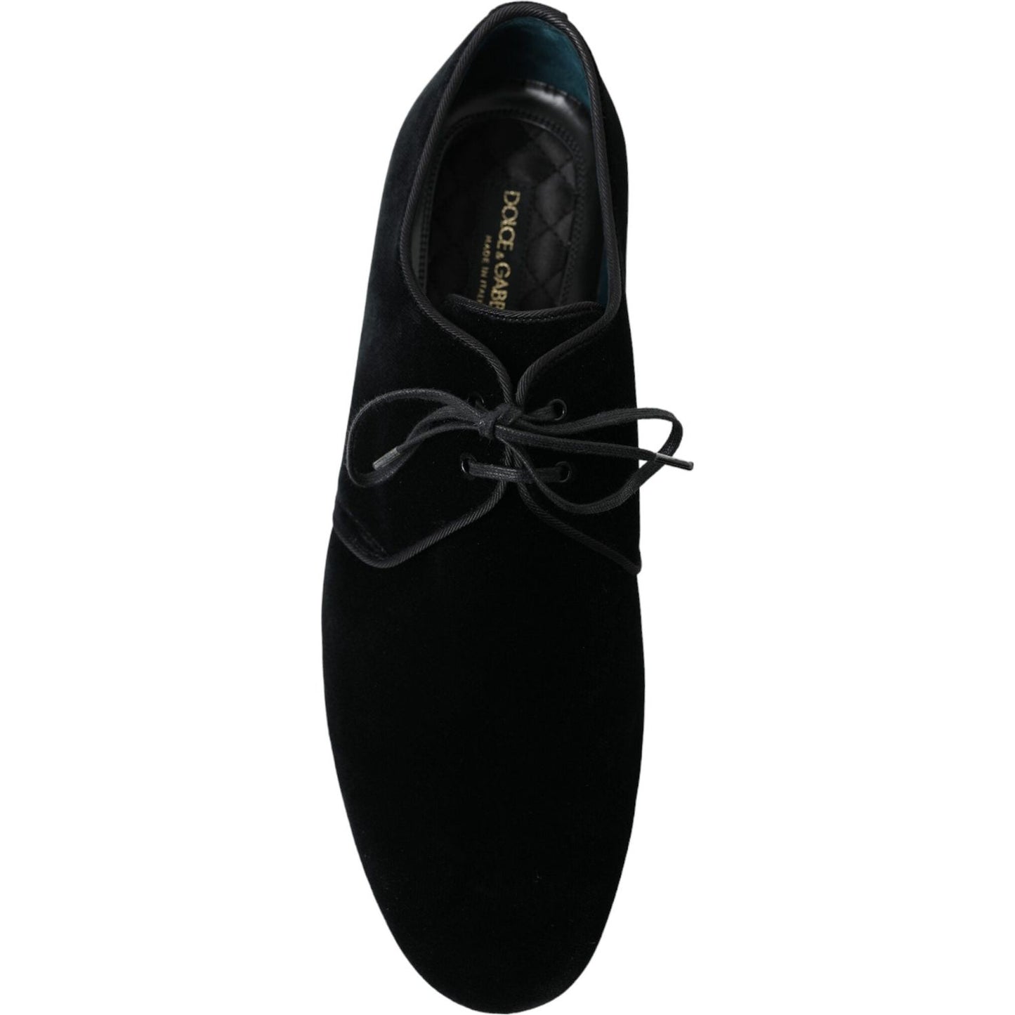 Dolce & Gabbana Elegant Black Velvet Derby Dress Shoes Dolce & Gabbana Black