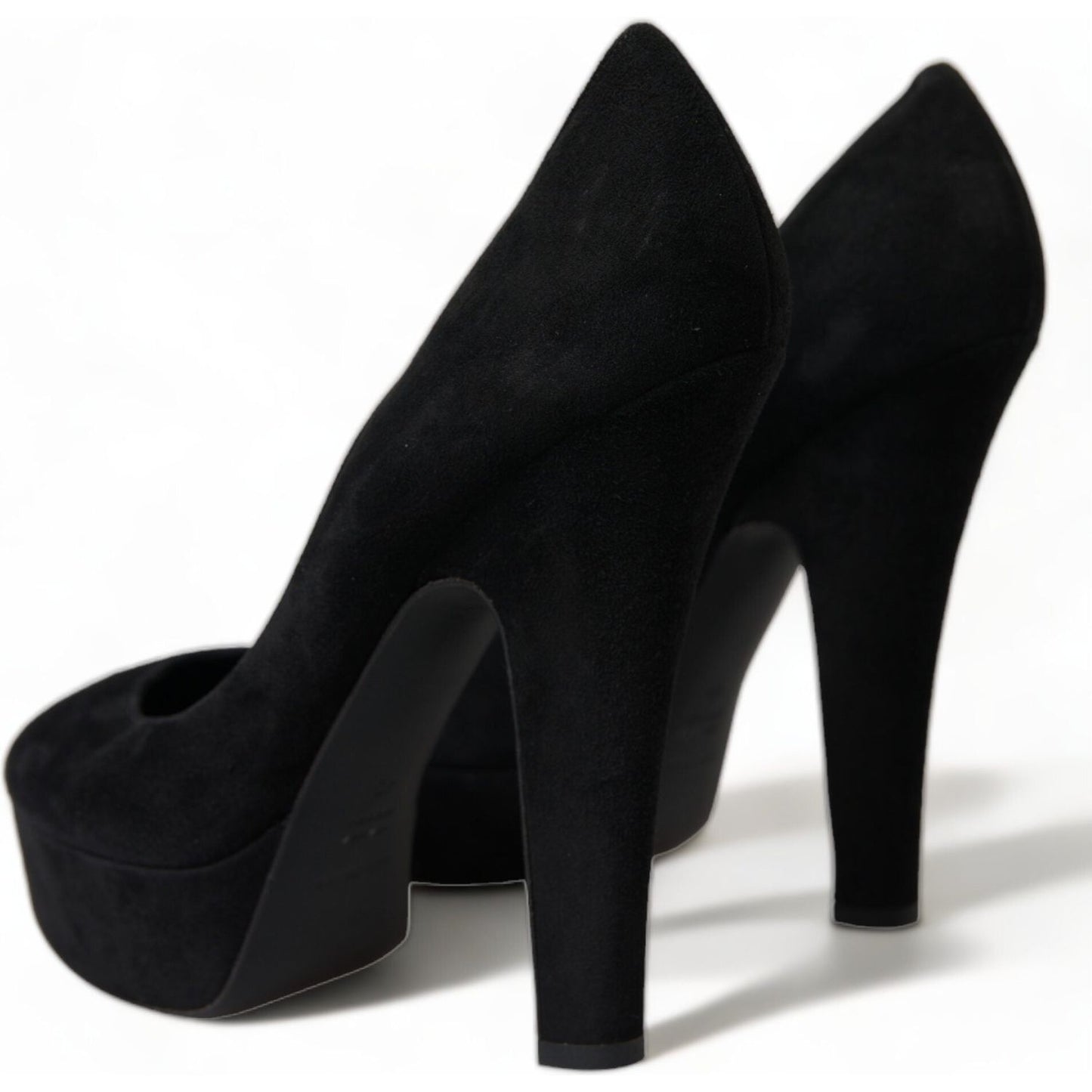 Dolce & Gabbana Black Suede Heeled Pumps Sophistication Dolce & Gabbana Light Gray