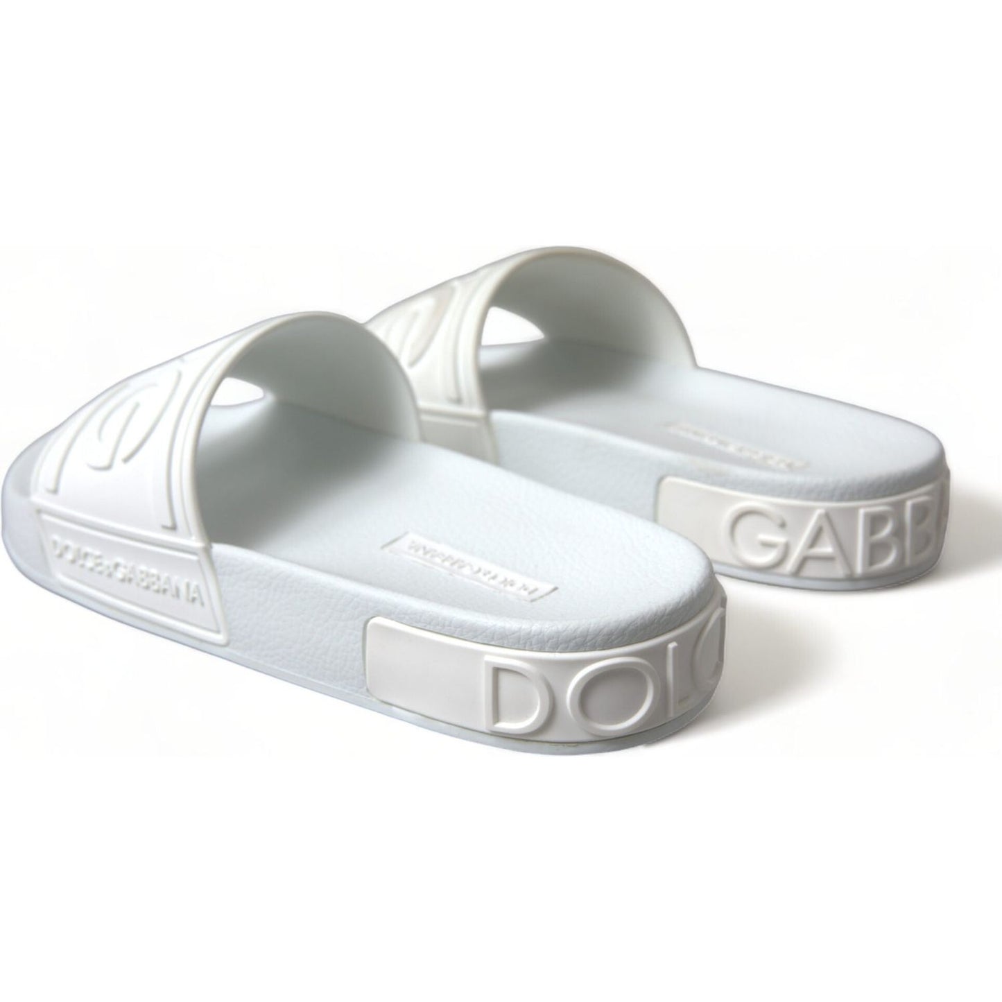 Dolce & Gabbana Elegant White Logo Slides Dolce & Gabbana Light Gray