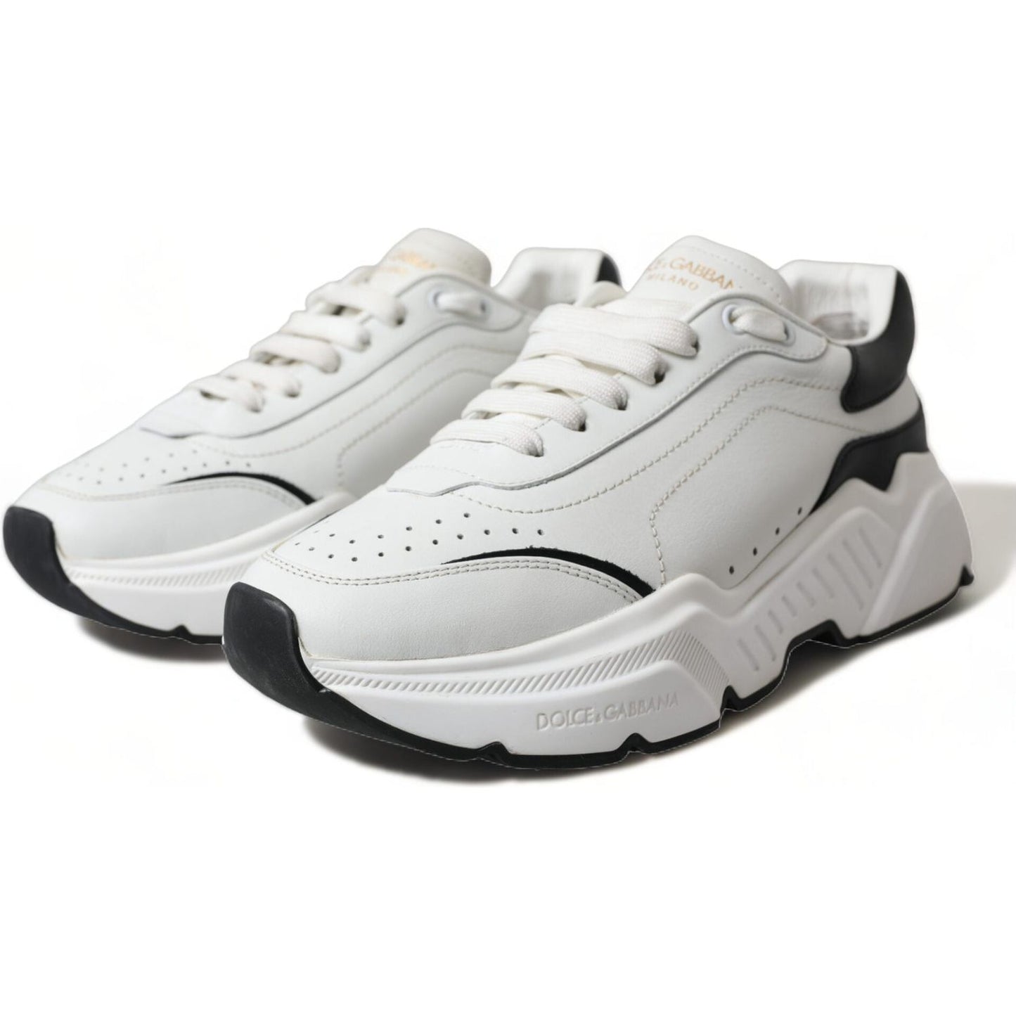 Dolce & Gabbana Chic Black & White Daymaster Leather Sneakers Dolce & Gabbana Light Gray