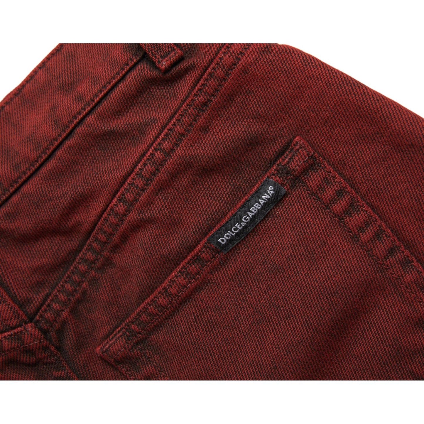 Dolce & Gabbana High Waist Red Denim Hot Pants Shorts Dolce & Gabbana Dark Red