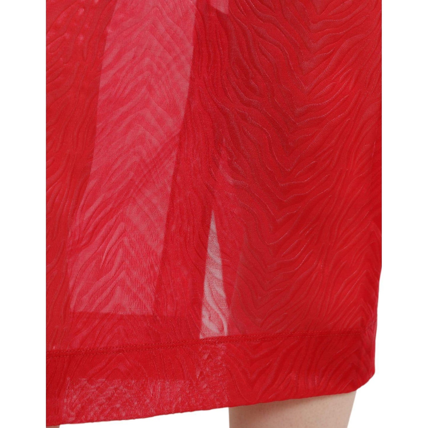 Dolce & Gabbana Chic Red High Waist Sheer Midi Skirt Dolce & Gabbana Firebrick