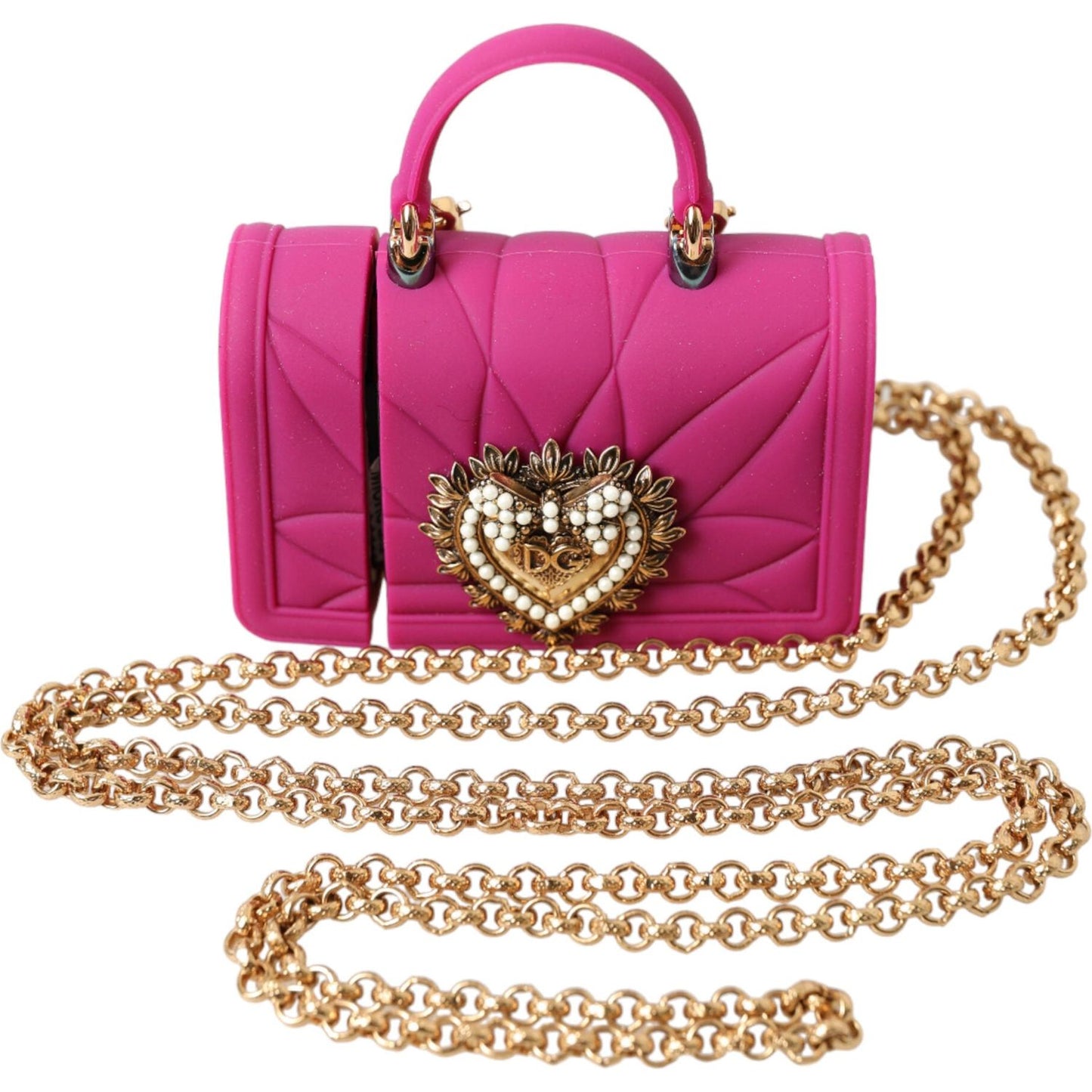Dolce & Gabbana Chic Quilted Silicone Airpods Case - Pink & Gold Dolce & Gabbana Maroon