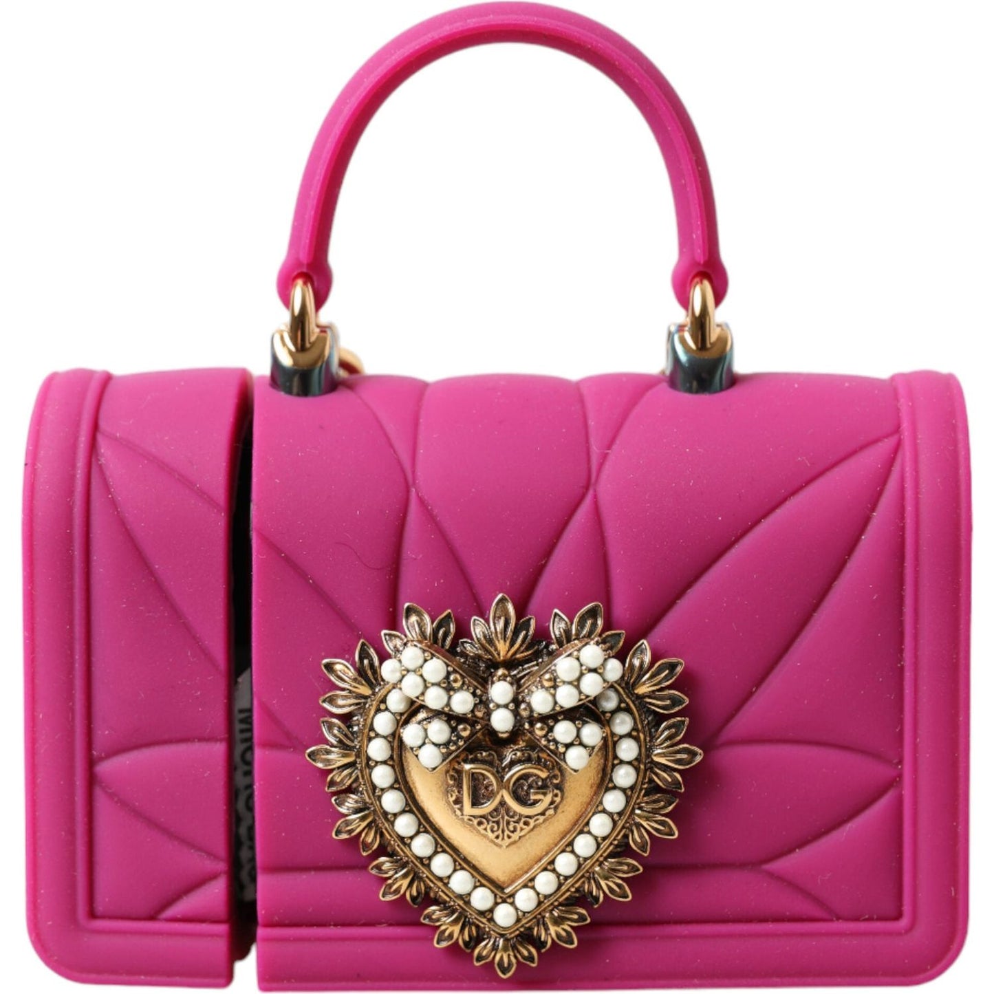 Dolce & Gabbana Chic Quilted Silicone Airpods Case - Pink & Gold Dolce & Gabbana Maroon