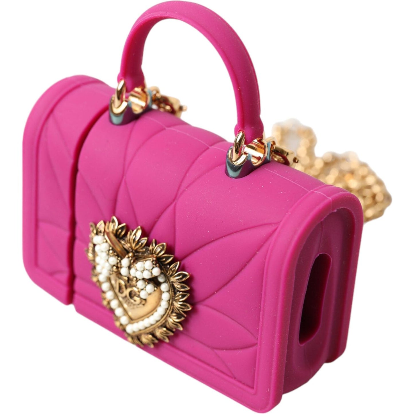 Dolce & Gabbana Chic Quilted Silicone Airpods Case - Pink & Gold Dolce & Gabbana Pale Violet Red