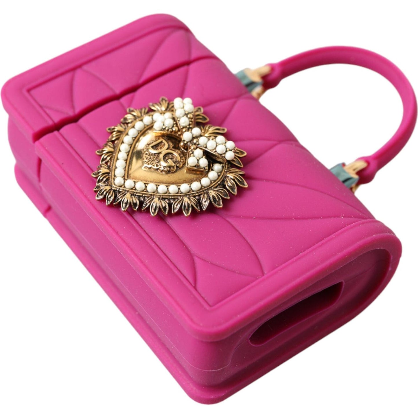 Dolce & Gabbana Chic Quilted Silicone Airpods Case - Pink & Gold Dolce & Gabbana Pale Violet Red