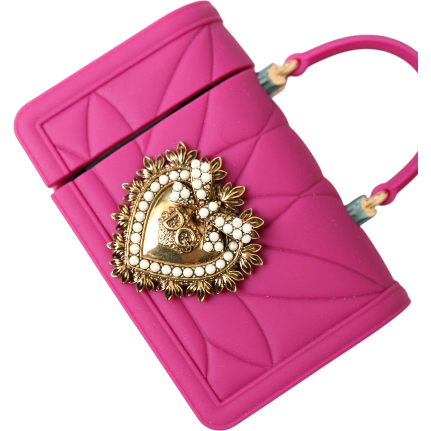 Dolce & Gabbana Chic Quilted Silicone Airpods Case - Pink & Gold Dolce & Gabbana Violet Red