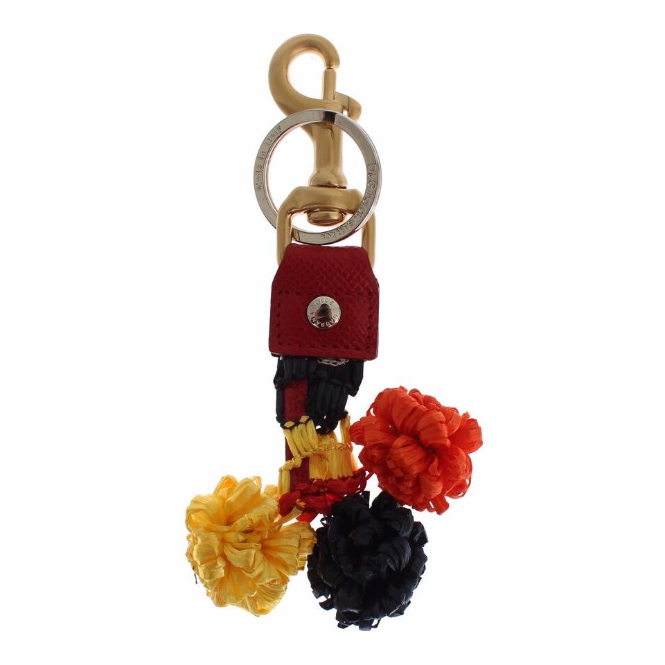 Dolce & Gabbana Chic Multicolor Raffia Leather Keychain Dolce & Gabbana Sienna