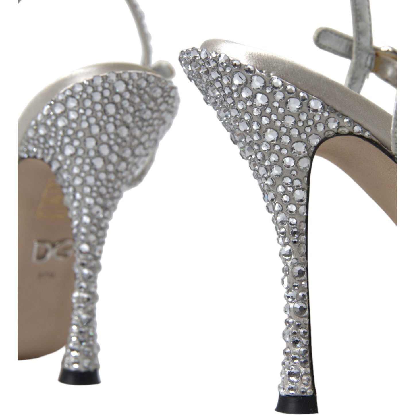 Dolce & Gabbana Elegant Crystal Embellished Heels Sandals Dolce & Gabbana Slate Gray