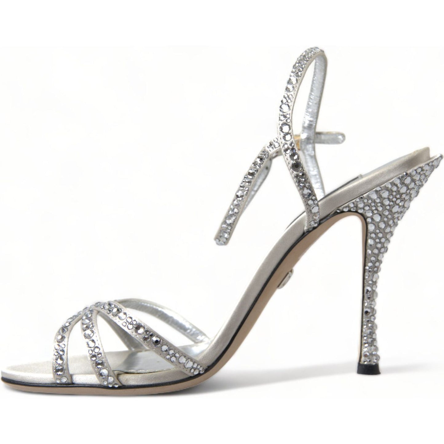 Dolce & Gabbana Elegant Crystal Embellished Heels Sandals Dolce & Gabbana Gray