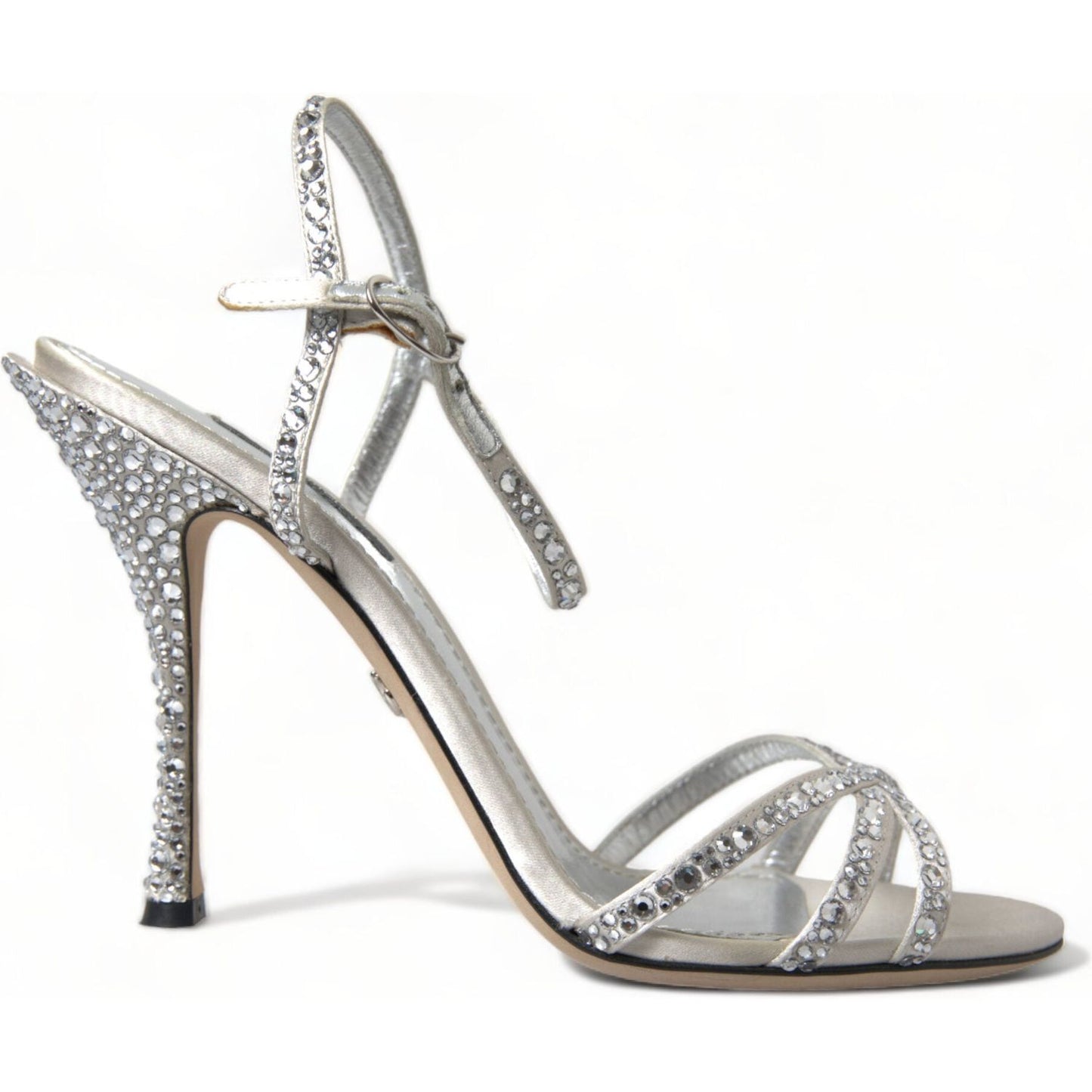 Dolce & Gabbana Elegant Crystal Embellished Heels Sandals Dolce & Gabbana Gray