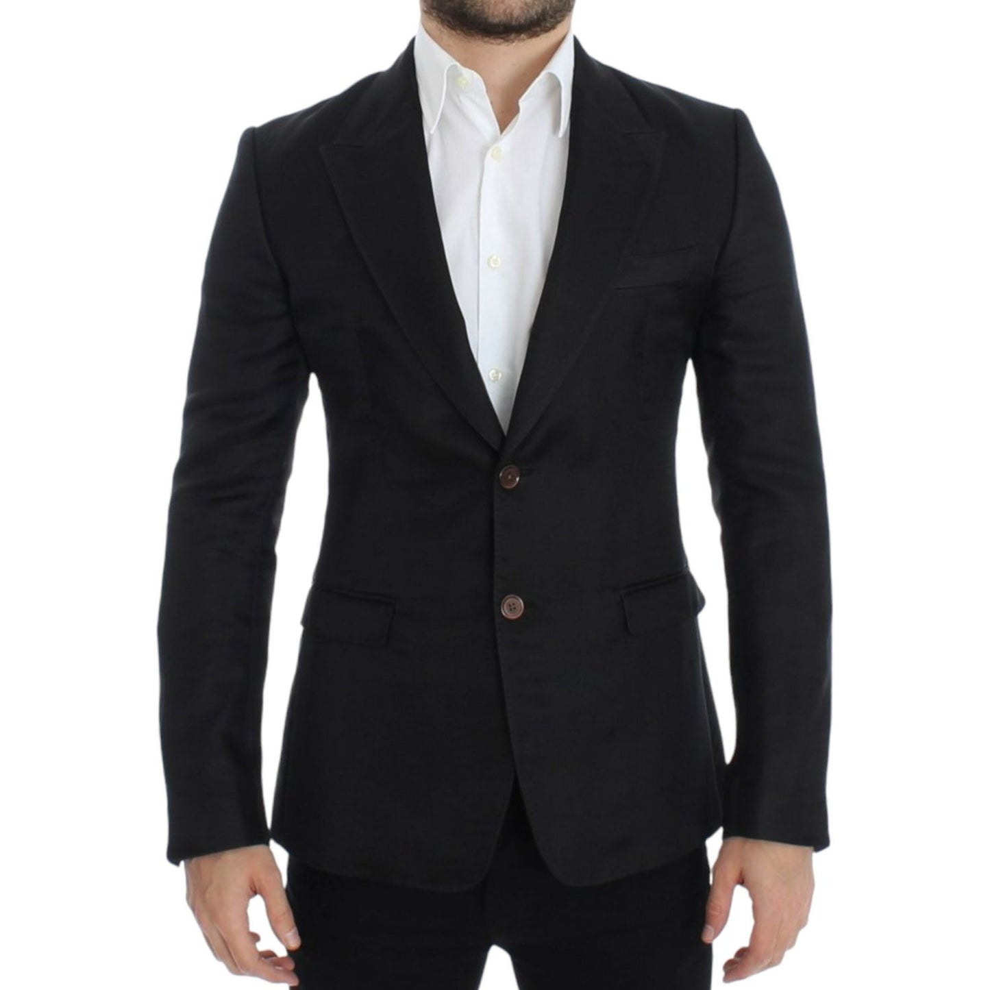 Dolce & Gabbana Elegant Black Silk Blend Two-Button Blazer Dolce & Gabbana Black
