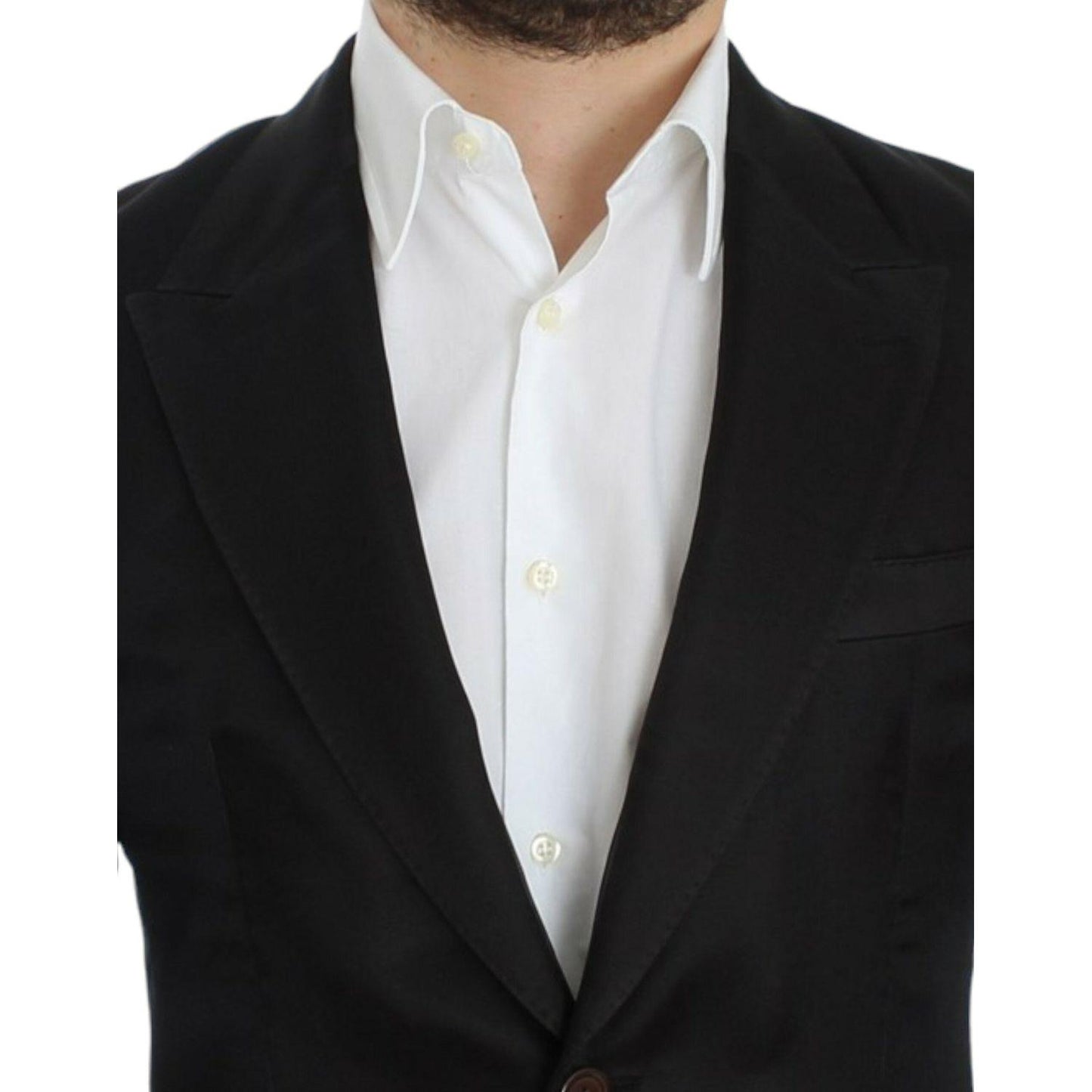 Dolce & Gabbana Elegant Black Silk Blend Two-Button Blazer Dolce & Gabbana Light Gray