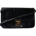 Dolce & Gabbana Black Eelskin Leather Shoulder Document Organizer Bag BAG1235