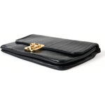 Dolce & Gabbana Black Eelskin Leather Shoulder Document Organizer Bag BAG1235