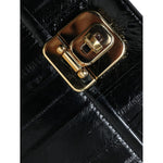 Dolce & Gabbana Black Eelskin Leather Shoulder Document Organizer Bag BAG1235