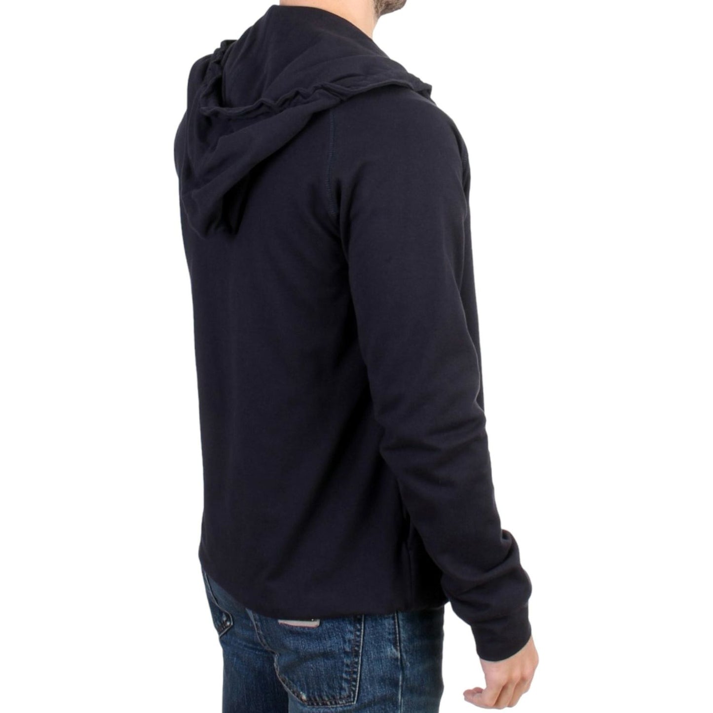 Costume National Elegant Blue Hooded Cotton Sweater Costume National Black