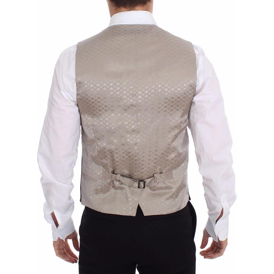 Dolce & Gabbana Elegant Black Silk Dress Vest Dolce & Gabbana Gray
