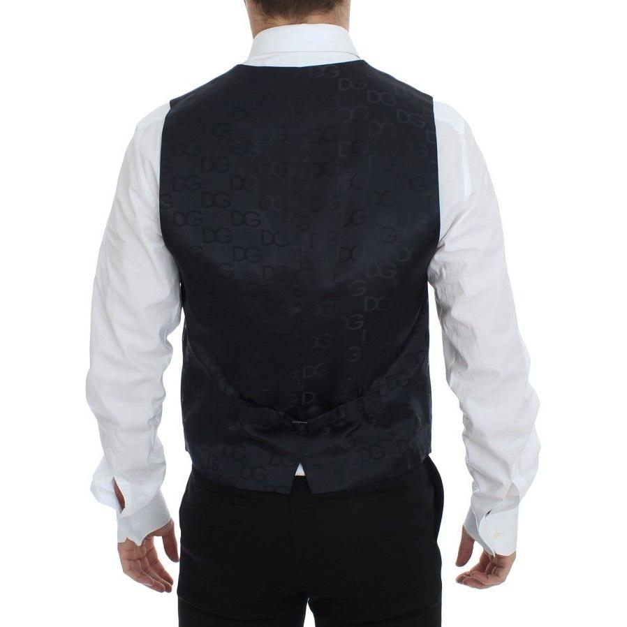 Dolce & Gabbana Elegant Gray Striped Wool-Silk Dress Vest Dolce & Gabbana Black