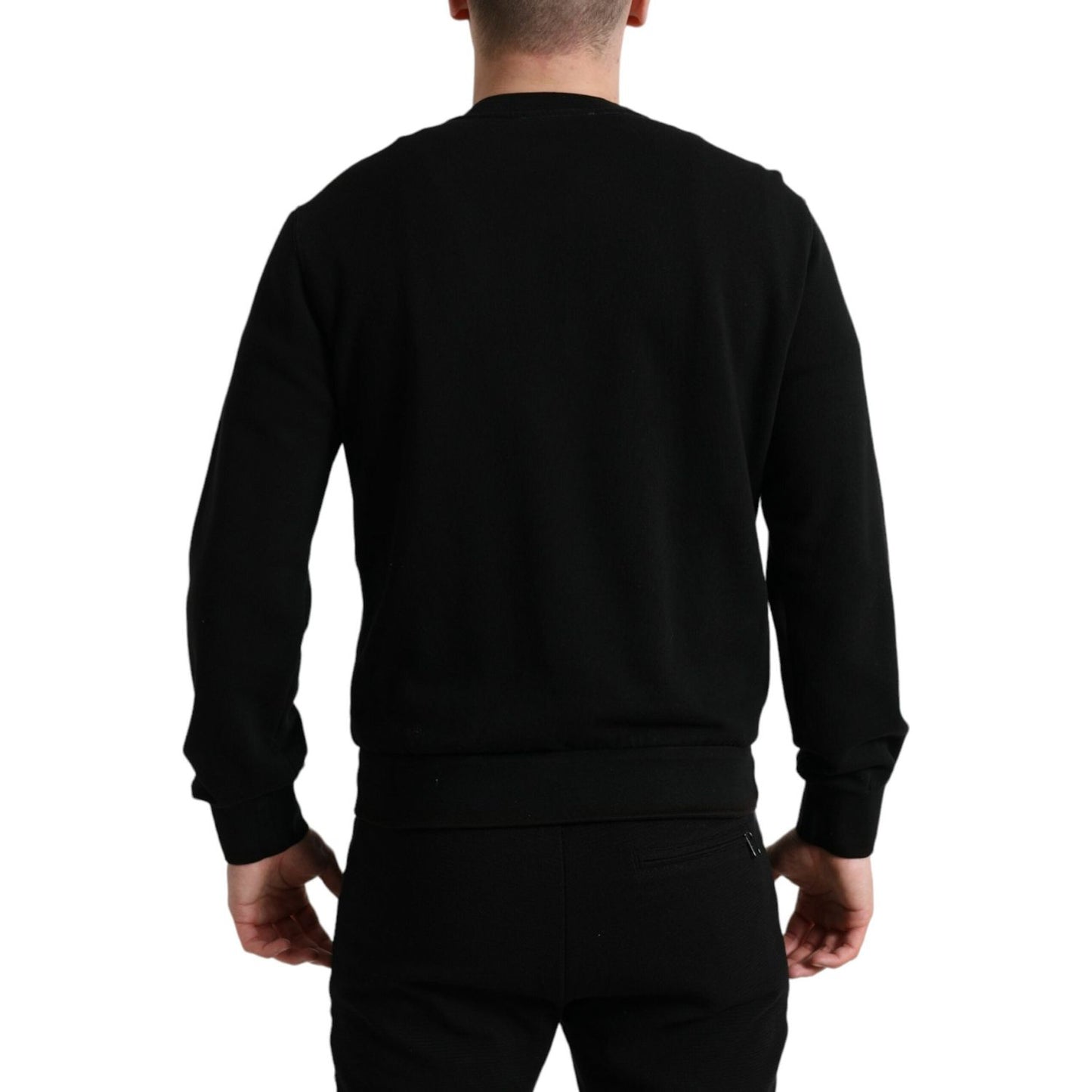 Dolce & Gabbana Elegant Crew Neck Cotton Blend Sweater Dolce & Gabbana Black