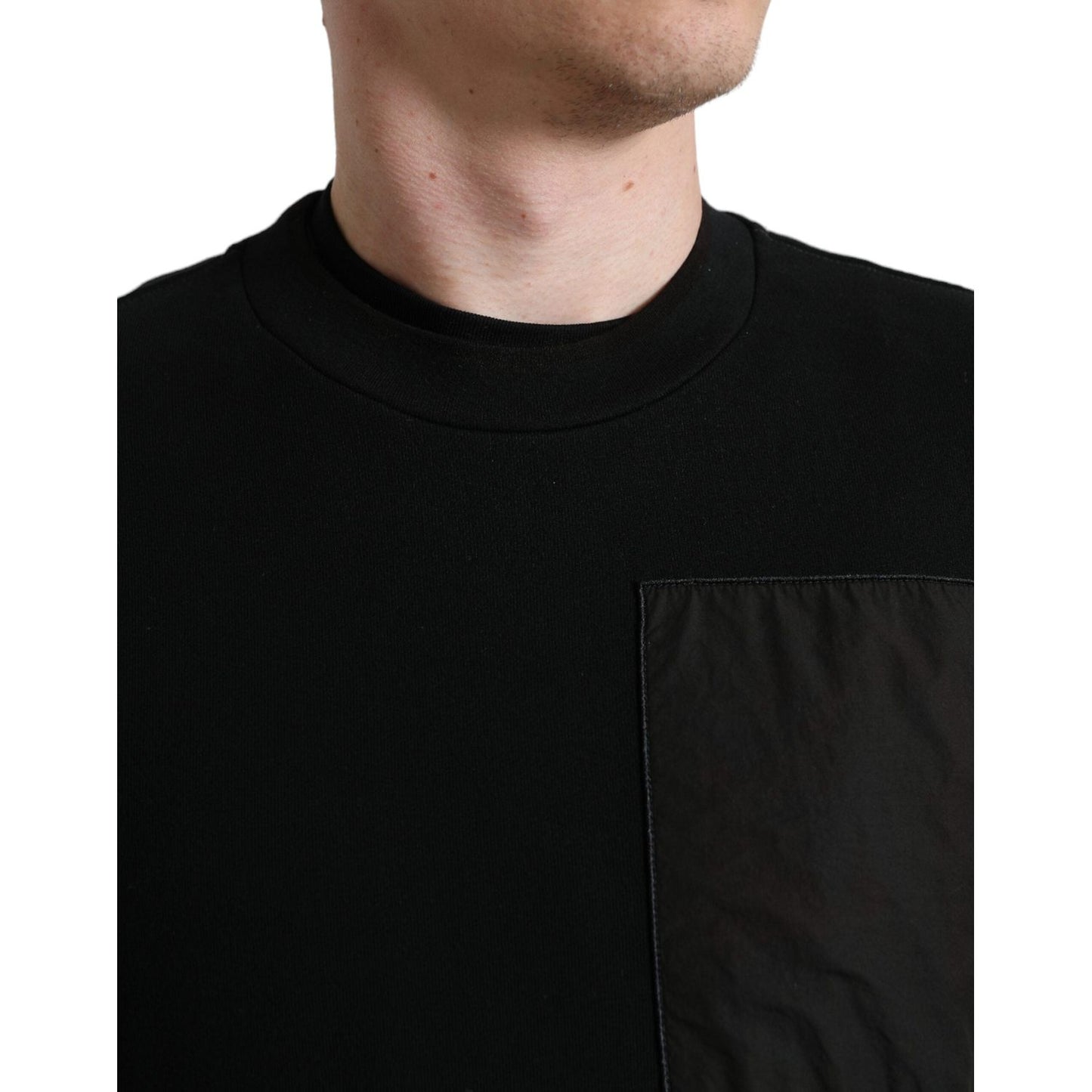 Dolce & Gabbana Elegant Crew Neck Cotton Blend Sweater Dolce & Gabbana Black