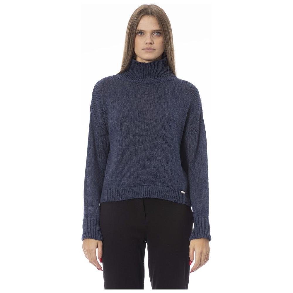 Baldinini Trend Blue Wool Women Sweater Baldinini Trend Dark Slate Gray