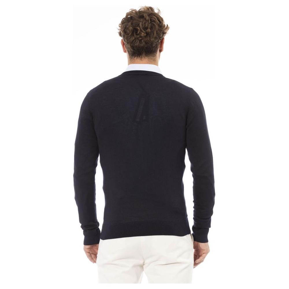 Baldinini Trend Blue Modal Men Sweater Baldinini Trend Dark Slate Gray
