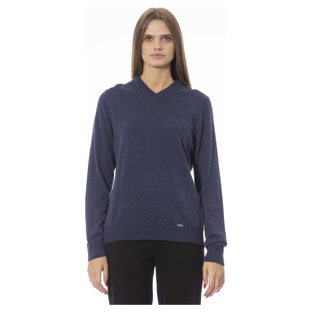 Baldinini Trend Blue Viscose Women Sweater Baldinini Trend Dark Slate Gray