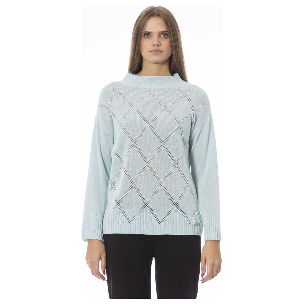 Baldinini Trend Light Blue Wool Women Sweater Baldinini Trend Gray