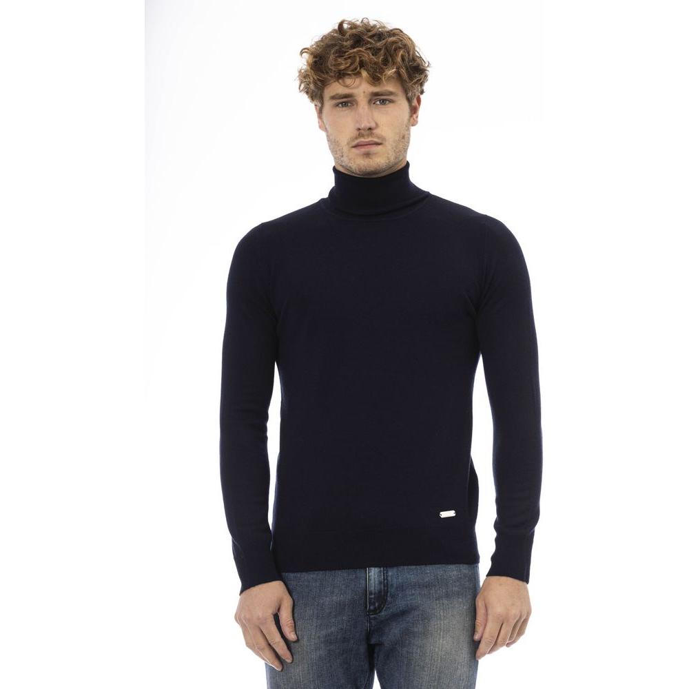 Baldinini Trend Blue Wool Men Sweater Baldinini Trend Dark Slate Gray