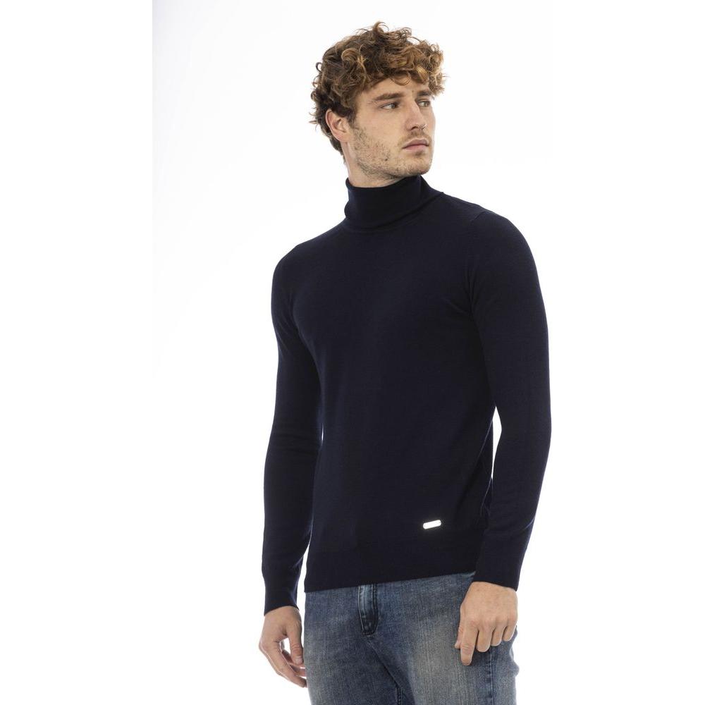 Baldinini Trend Blue Wool Men Sweater Baldinini Trend Dark Slate Gray