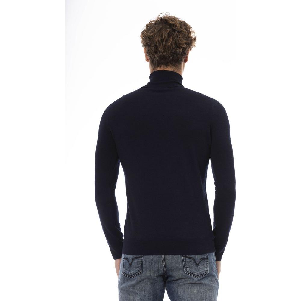 Baldinini Trend Blue Wool Men Sweater Baldinini Trend Dark Slate Gray