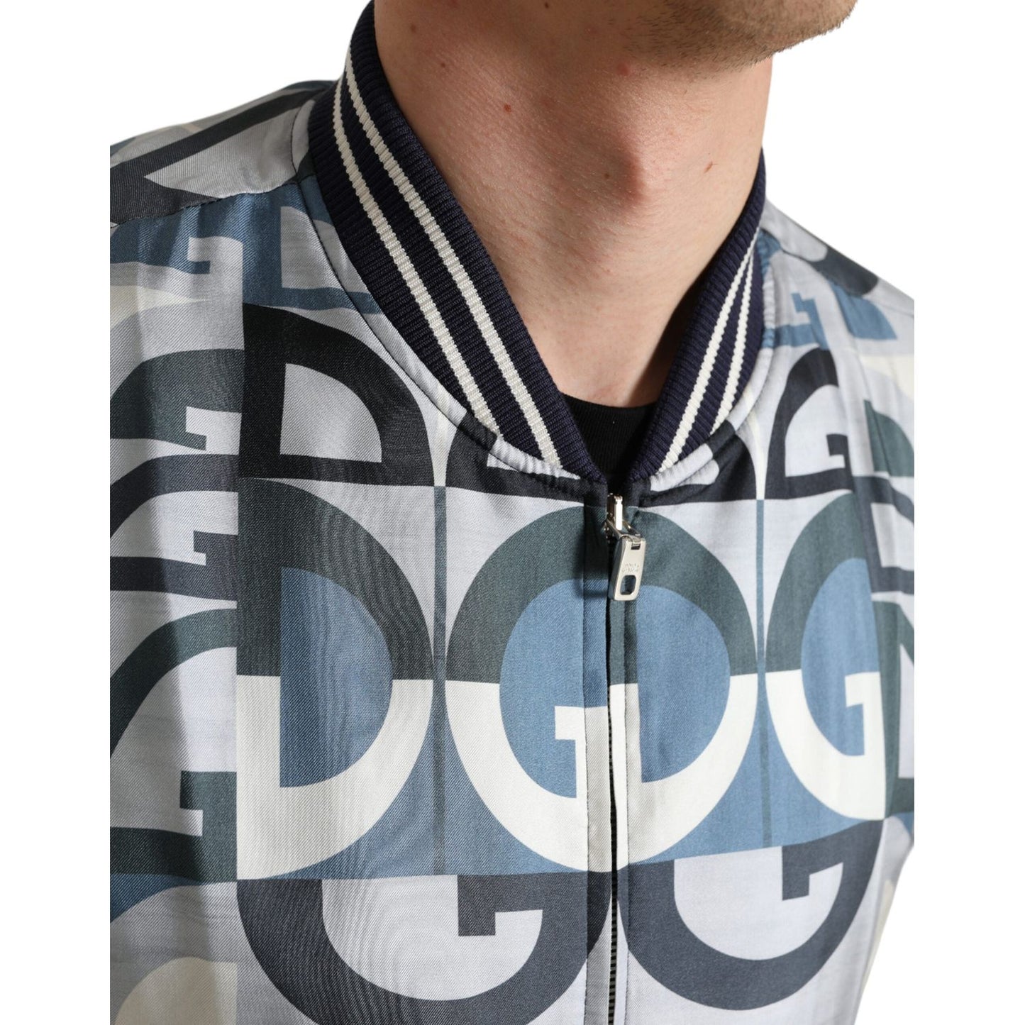 Dolce & Gabbana Multicolor Silk Bomber Jacket - Classic Elegance Dolce & Gabbana Dark Slate Gray