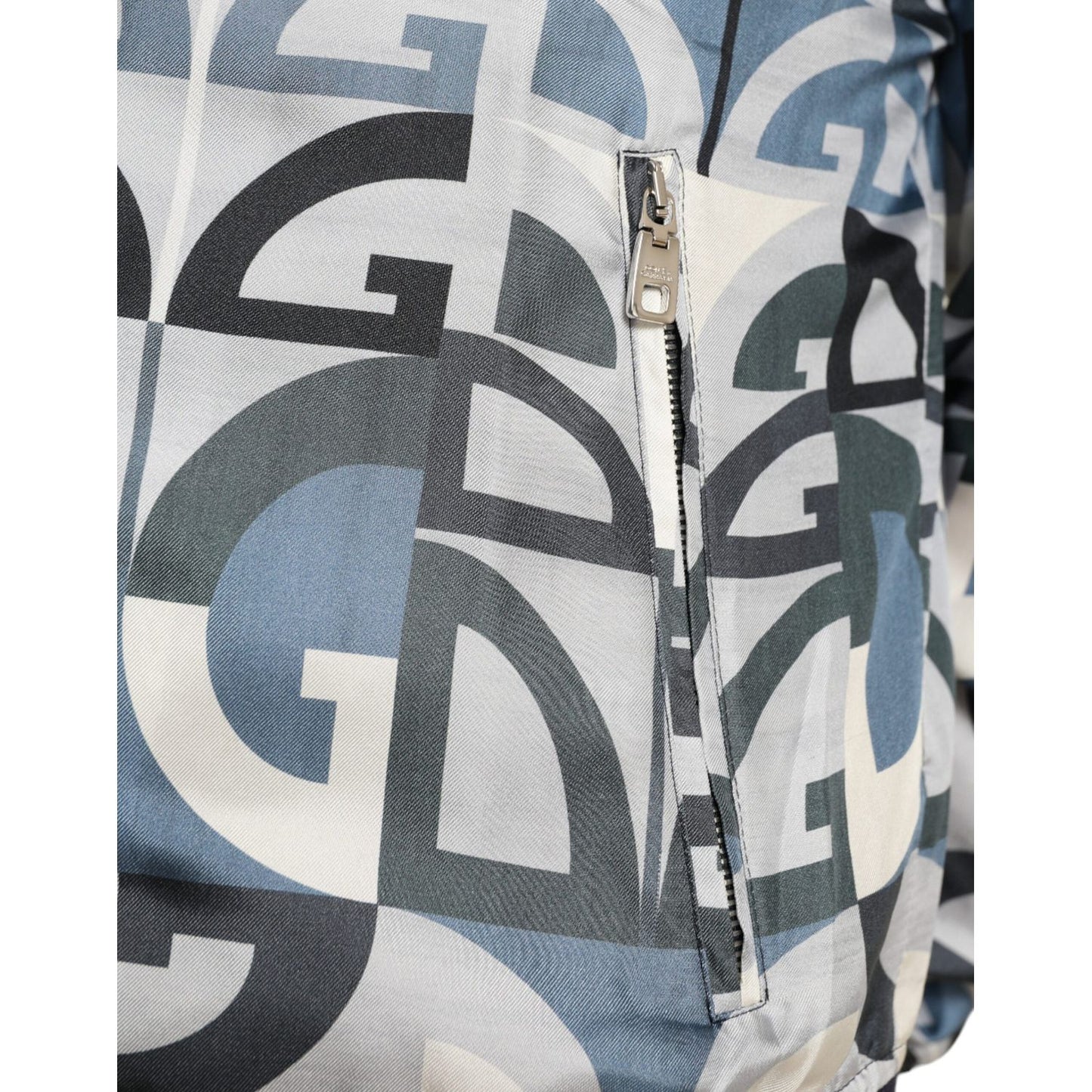 Dolce & Gabbana Multicolor Silk Bomber Jacket - Classic Elegance Dolce & Gabbana Gray