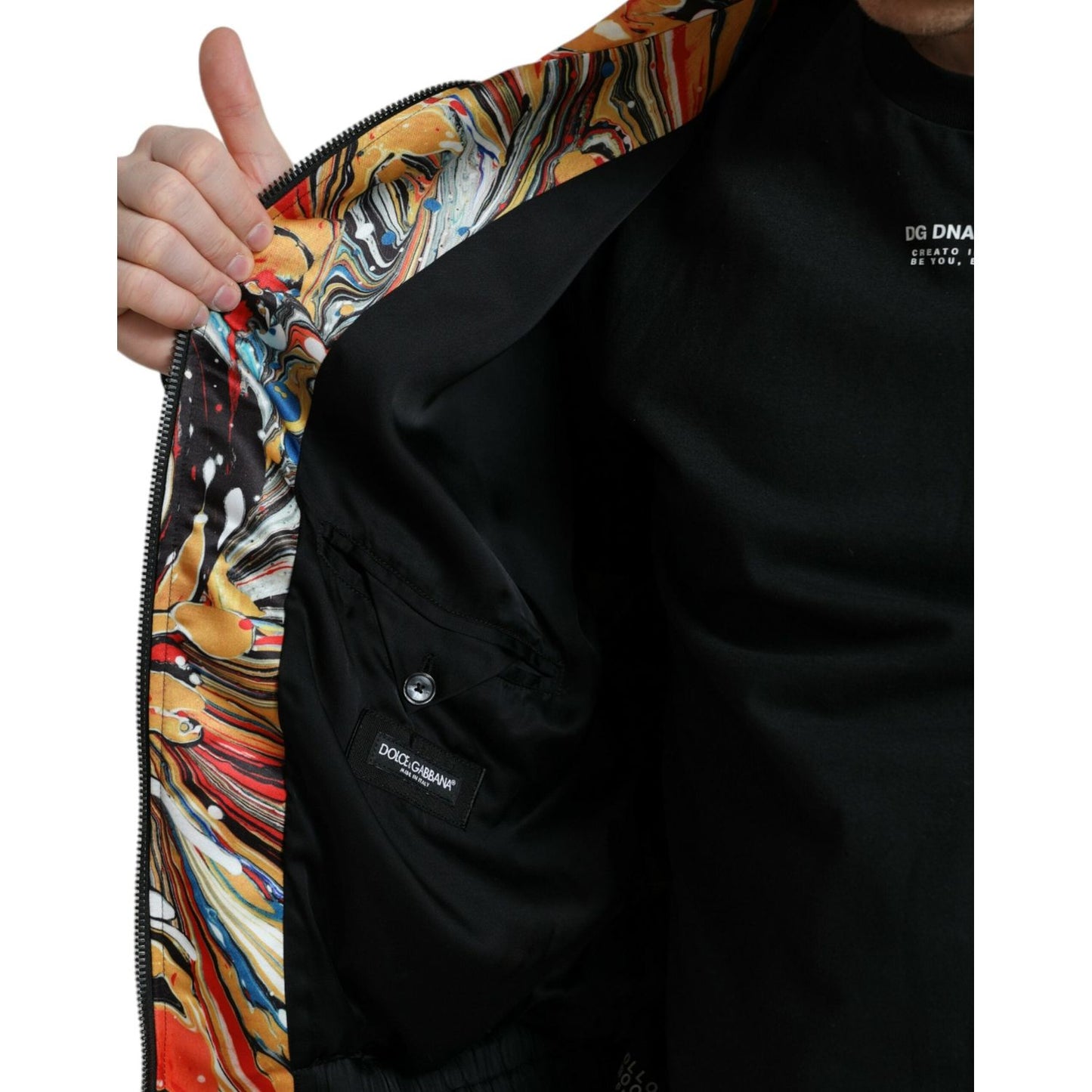 Dolce & Gabbana Colorful Abstract Bomber Jacket Dolce & Gabbana Black
