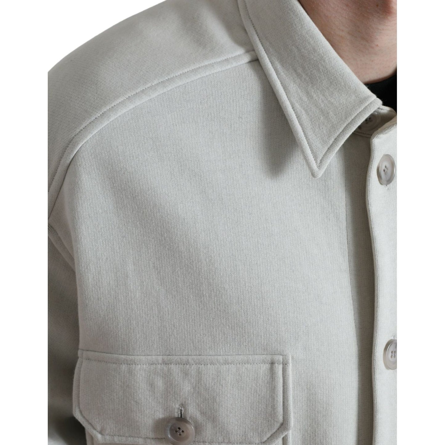Dolce & Gabbana Elegant Floral Back Cotton Jacket Dolce & Gabbana Dark Gray
