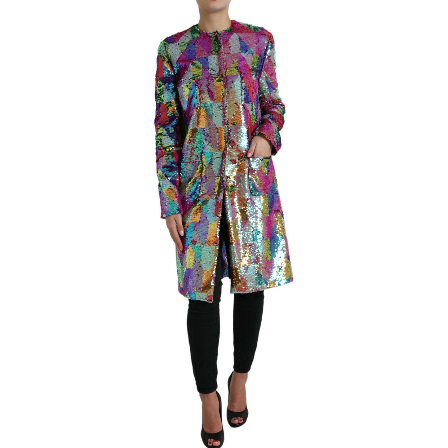 Dolce & Gabbana Multicolor Sequined Long Jacket Dolce & Gabbana Dim Gray