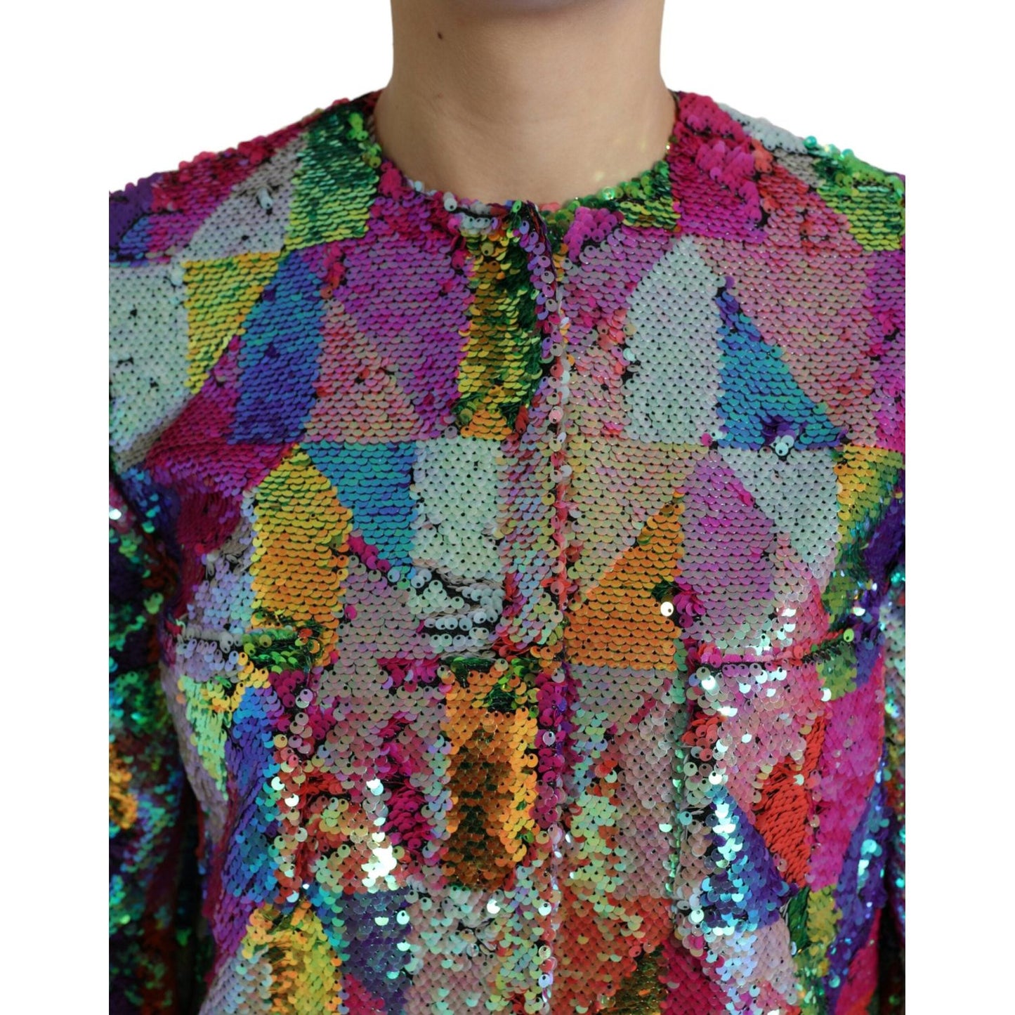 Dolce & Gabbana Multicolor Sequined Long Jacket Dolce & Gabbana Dim Gray